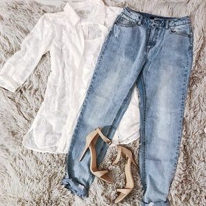 Missguided Riot High Rise Mom Jean Stonewash